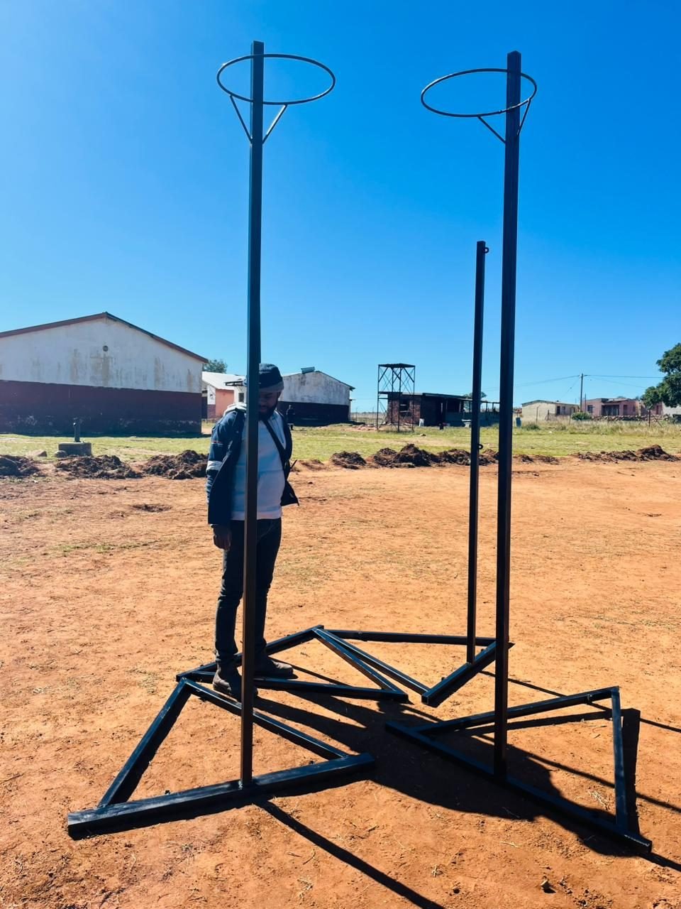 Netball posts fabricated and installed at a school